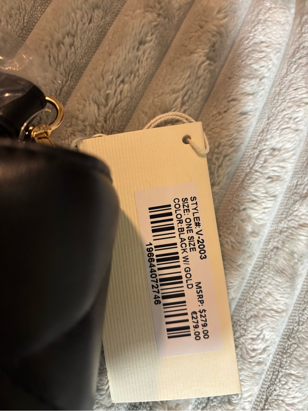 Valentino Orlandi Black Quilted Crossbody with Gold V Accent - Picture 3 of 8